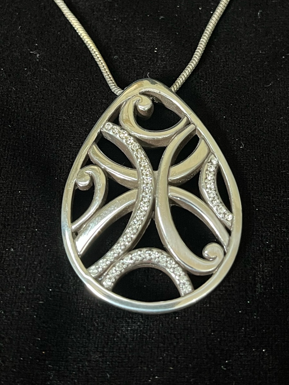 Brighton Contempo Crystal Teardrop Scrollwork Pendant Retired 1755